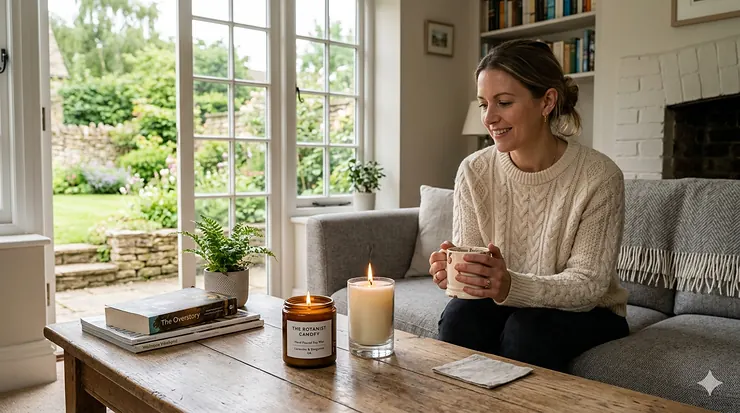A side-by-side comparison of soy vs paraffin candles, showing a clean-burning natural soy wax jar candle next to a traditional paraffin pillar candle.