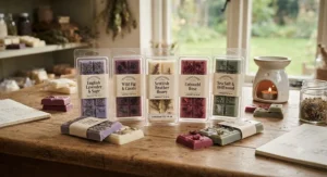 Artisanal scented wax melt snap bars crafted for long-lasting home aroma in the UK