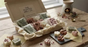 Hand-poured artisan scented wax melts featured in our subscription box.