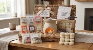 Complete wax melt gift hamper for beginners with multiple home fragrance melts and a classic burner.