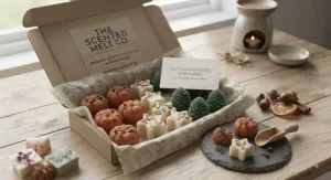 Selection of seasonal scented wax melts included in a monthly subscription.