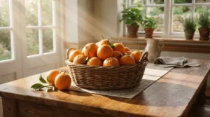 Mandarin scented fresh wax melts for kitchen table centrepiece display