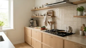 Fresh wax melts for kitchen placed near an extractor fan on a shelf