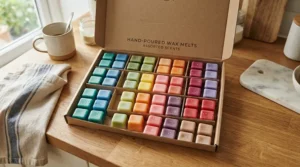 A great value multipack of fresh wax melts under £10 on a striped tea towel