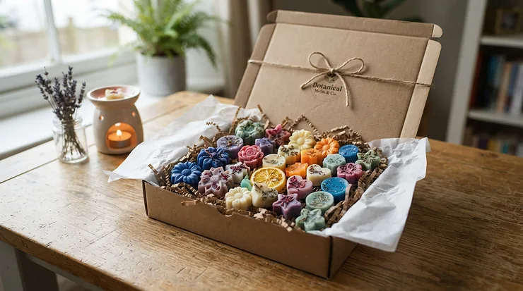 Gift set presentation of fresh wax melts vs clean cotton wax melts for home fragrance lovers