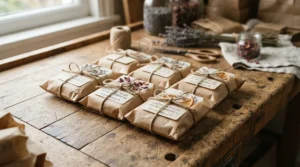 Gift presentation ideas comparing sandalwood wax melts vs cedarwood wax melts in packaging