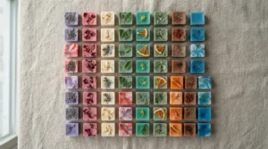 A neatly arranged multipack assortment of colourful Christmas wax melts under £10 ready for the festive season